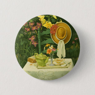 Badge Rond 5 Cm Temps 1144 de thé dans le jardin