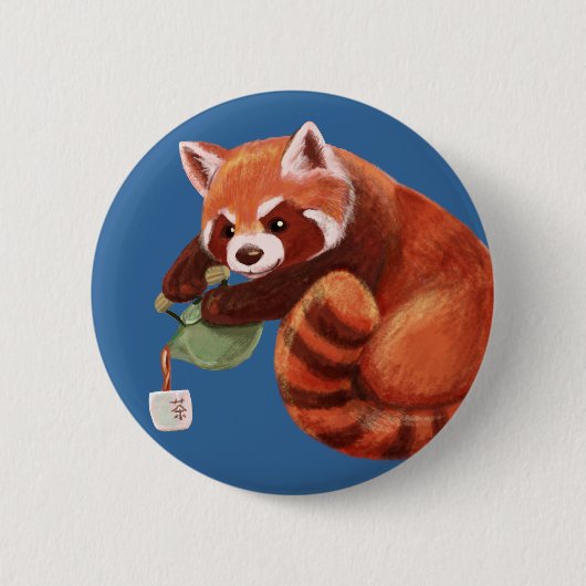 Badge Rond 5 Cm Temps de thé de panda rouge (Devant)