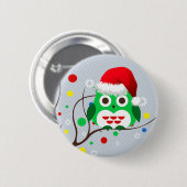 Badge Rond 5 Cm Tendance de la chouette de Noël (Devant & derrière)