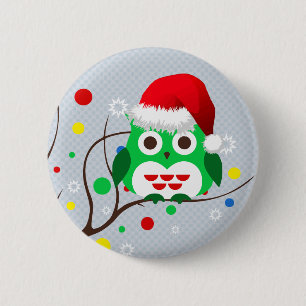 Badge Rond 5 Cm Tendance de la chouette de Noël
