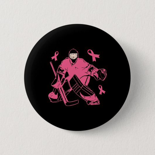 Badge Rond 5 Cm Teneur de hockey rose Ruban de ruban Sensibilisati (Devant)