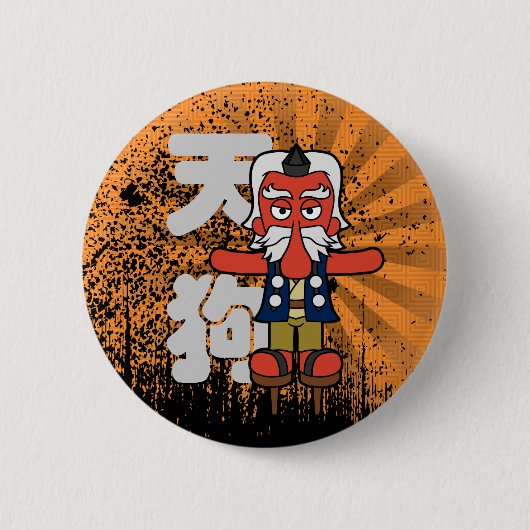 Badge Rond 5 Cm Tengu Yokai japonais (Devant)