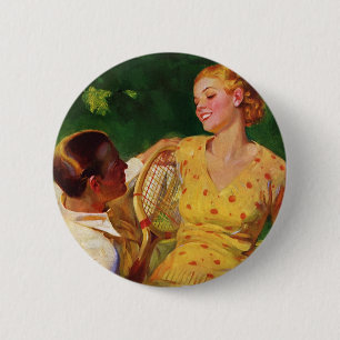 Badge Rond 5 Cm Tennis de sport vintage, amour et romance