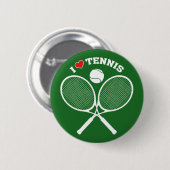Badge Rond 5 Cm Tennis, I Love Tennis (Devant & derrière)
