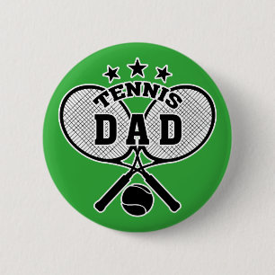 Badge Rond 5 Cm Tennis Papa, Tennis Croisé Raquettes