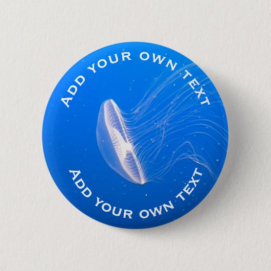 Badge Rond 5 Cm Tentacles de méduse bleu clair Mer bleue Texte per (Devant)