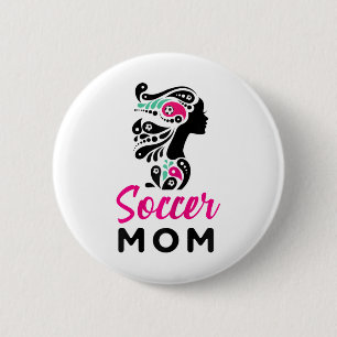 Badge Rond 5 Cm Tenues de mère de footballeur Maman maman drôle de