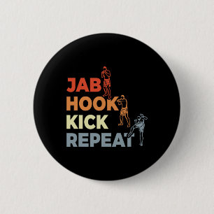 Badge Rond 5 Cm Termes de kickboxing vintage pour passionné de kic