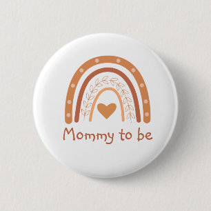 Badge Rond 5 Cm Terracotta Rainbow Baby shower Mommy à être
