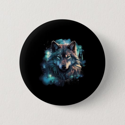 Badge Rond 5 Cm Terrain de chasse du loup gris (Devant)