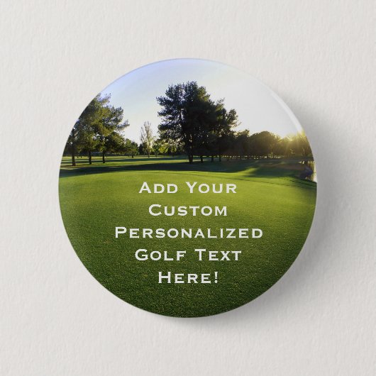 Badge Rond 5 Cm Terrain de golf vert à l'aube (Devant)