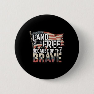 Badge Rond 5 Cm Terre De Libres Grâce Aux Braves Usa 250e Mi