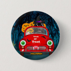 Badge Rond 5 Cm Terre-Neuve Chien voiture effrayant Halloween