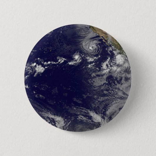 Badge Rond 5 Cm Terre Pleine Montrant Diverses Tempêtes Tropicales (Devant)