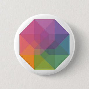Badge Rond 5 Cm Tesseract (arc-en-ciel en pastel)