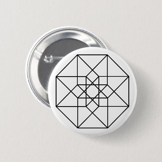 Badge Rond 5 Cm Tesseract (contour noir) (Devant & derrière)