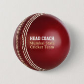 Badge Rond 5 Cm Test Match Red Cricket Ball avec texte personnalis (Devant)