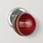 Badge Rond 5 Cm Test Match Red Cricket Ball avec texte personnalis (Devant & derrière)