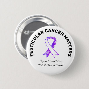 Badge Rond 5 Cm Testicule blanc Cancer Violet Ribbon Dessin