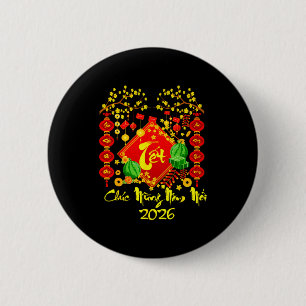 Badge Rond 5 Cm Têt 2026 chuc mung nam moi cheval nouvel an lunair
