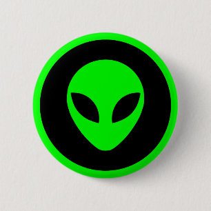 Badge Rond 5 Cm Tête Alien verte
