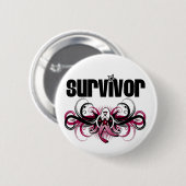Badge Rond 5 Cm Tête Cou Cancer Survivant Grunge Emblème ailé (Devant & derrière)