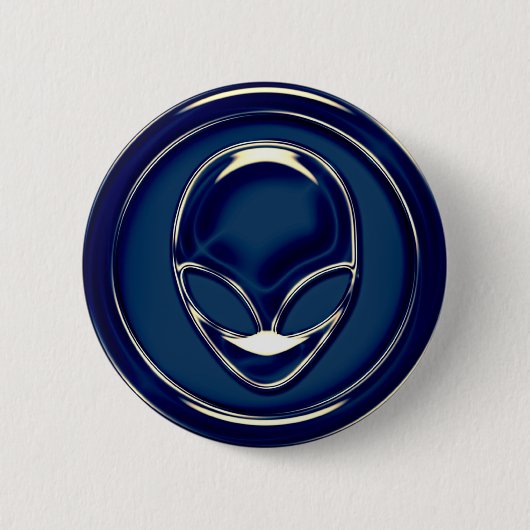 Badge Rond 5 Cm Tête d'alien d'espace (Devant)