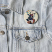 Badge Rond 5 Cm Tête de cerfs communs (En situation)