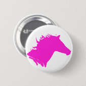 Badge Rond 5 Cm Tête de cheval rose simple (Devant & derrière)