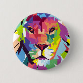 Badge Rond 5 Cm Tête de lion | Art moderne (Devant)