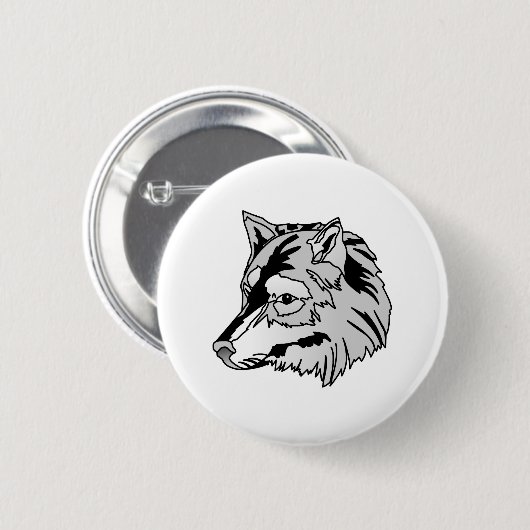 Badge Rond 5 Cm Tête de loup (Devant & derrière)
