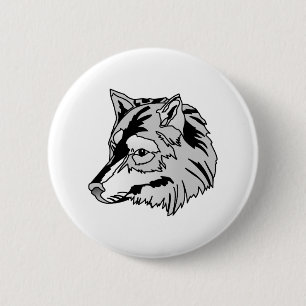 Badge Rond 5 Cm Tête de loup