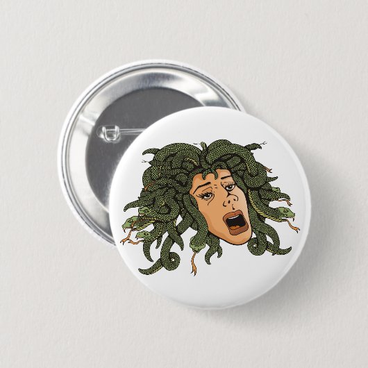 Badge Rond 5 Cm Tête de Medusa (Devant & derrière)