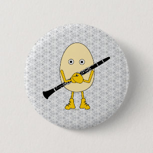 Badge Rond 5 Cm Tête d'œuf clarinette
