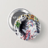 Badge Rond 5 Cm Tête et épée Grotesque (Devant & derrière)