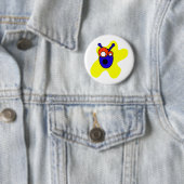 Badge Rond 5 Cm Tête étrangère bleue (En situation)