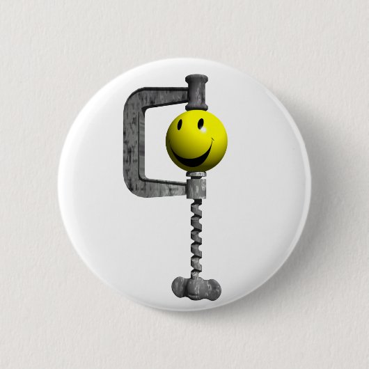 Badge Rond 5 Cm tête jaune attrapée dans un vice (Devant)