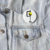 Badge Rond 5 Cm tête jaune attrapée dans un vice (En situation)