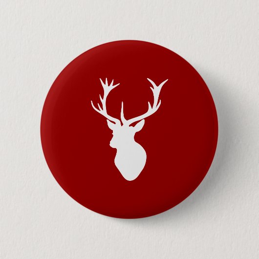 Badge Rond 5 Cm Tête rouge et blanche de Noël des cerfs (Devant)