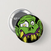 Badge Rond 5 Cm Tête verte de zombi (Devant & derrière)