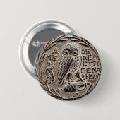 Badge Rond 5 Cm Tetradrachm en argent d'Athènes (Devant & derrière)