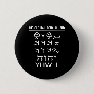 Badge Rond 5 Cm Tétragramme yhwh drôle Paléo Hébreu Yahweh Seigneu