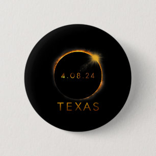Badge Rond 5 Cm Texas Total Solar Eclipse Avril 8 2024 Texas Solar