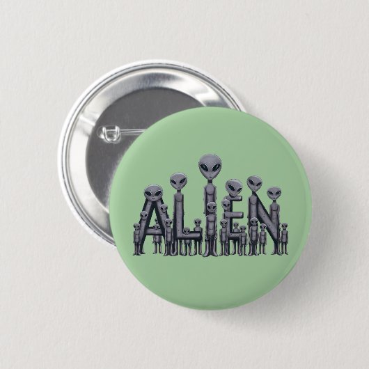 Badge Rond 5 Cm Texte Alien (Devant & derrière)