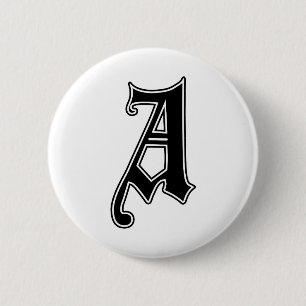 Badge Rond 5 Cm Texte anglais Lettre gothique monogramme A