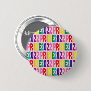 Badge Rond 5 Cm Texte arc-en-ciel coloré LGBTQ Gay pride 2022
