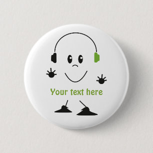 Badge Rond 5 Cm Texte de musique personnalisé Caractère aux écoute
