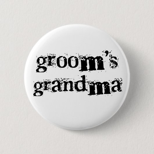 Badge Rond 5 Cm Texte de noir de la grand-maman du marié (Devant)