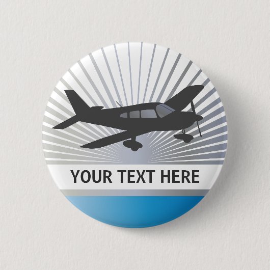 Badge Rond 5 Cm Texte de personnaliser - avion à voilure basse (Devant)