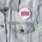 Badge Rond 5 Cm texte de style 1990 (En situation)